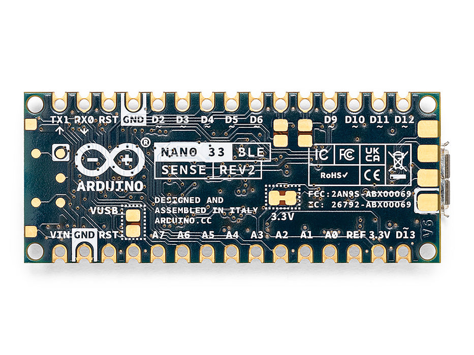 Arduino Nano 33 BLE Sense bottom view