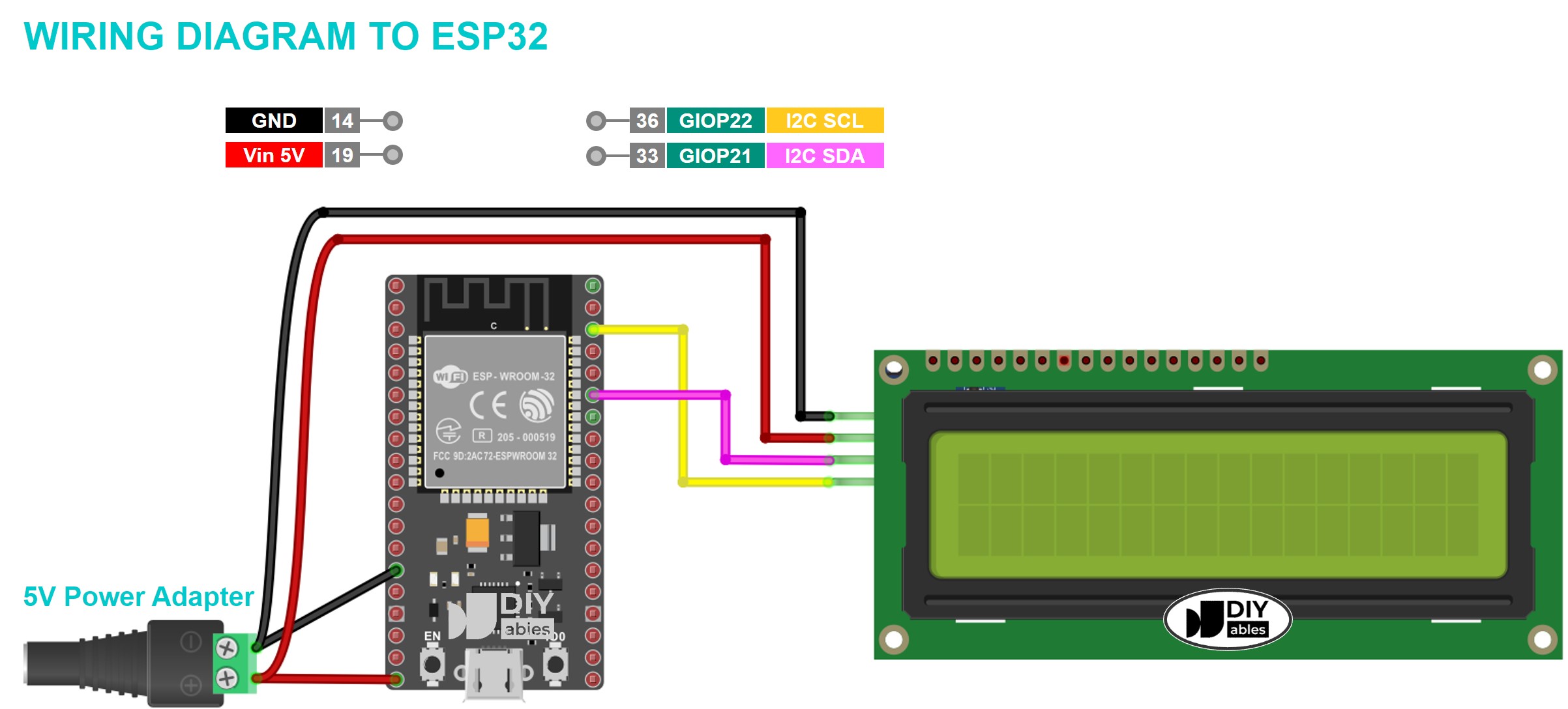 LCD I2C 16x2 with ESP32