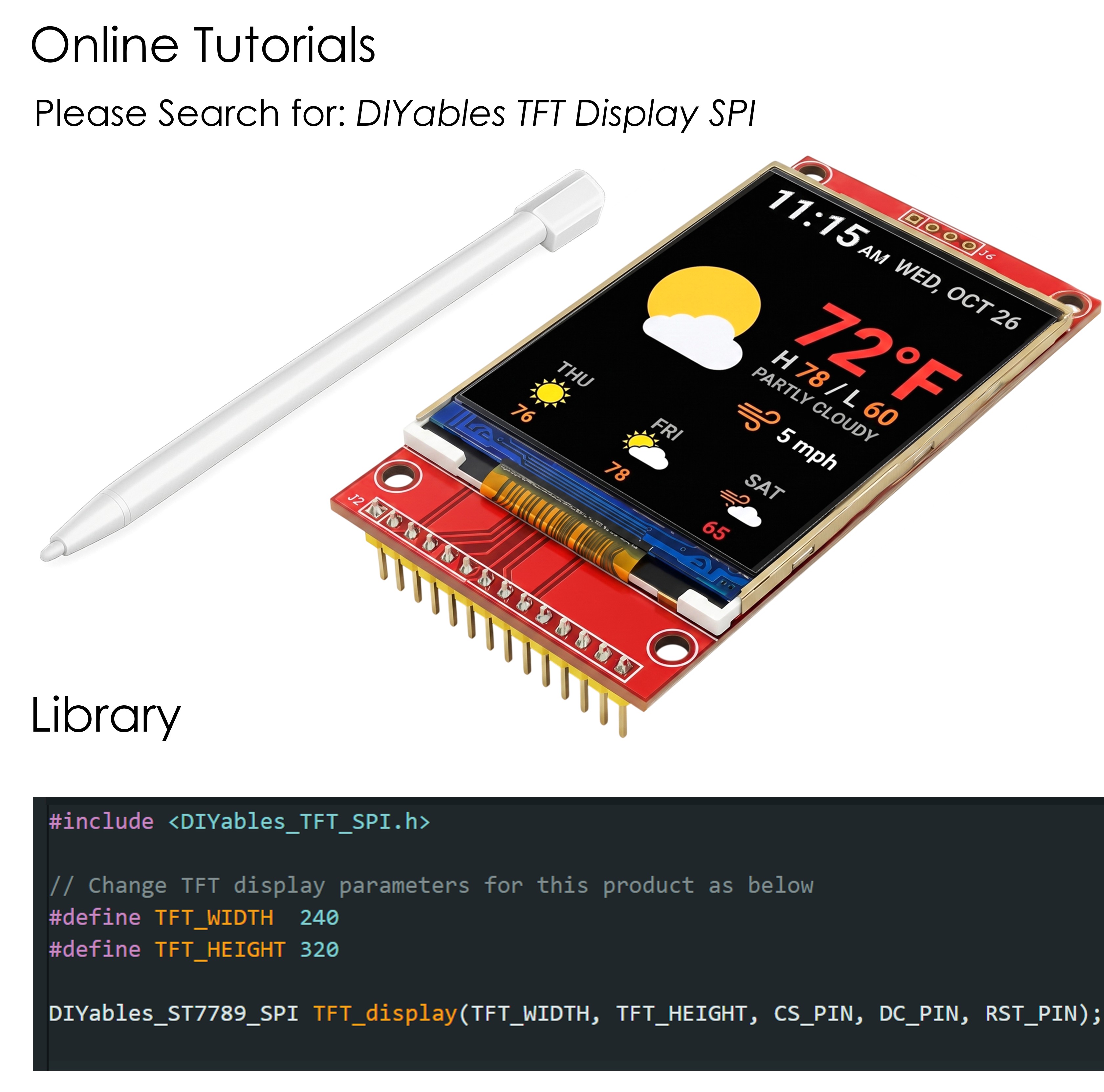2.4 Inch Touch TFT LCD library